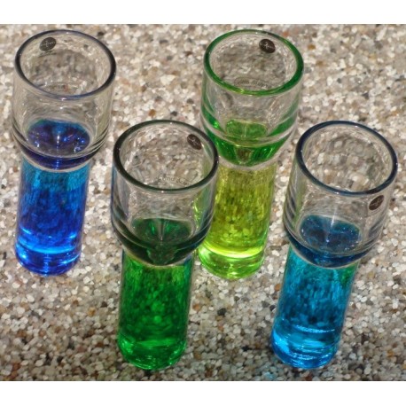 4 stk snapsglas i forsk farver