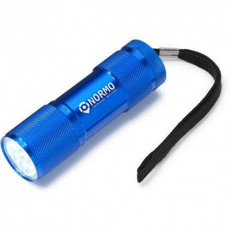 Gaveæske indeholdende 3 batterier samt aluminium lampe 