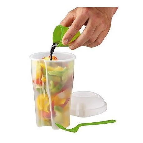 Salatbæger med gaffel + dressingbæger