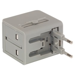 Rejse adaptertil lysnettet med universalstik + USB