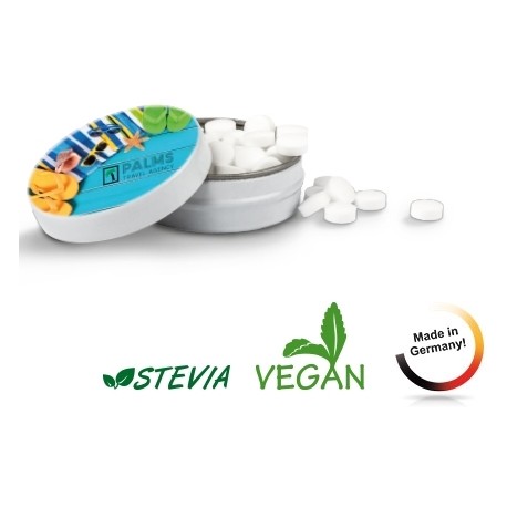 Pastiller i metaldåse med doming