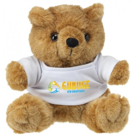 Stor bamse med hvid t-shirt. 22x19cm