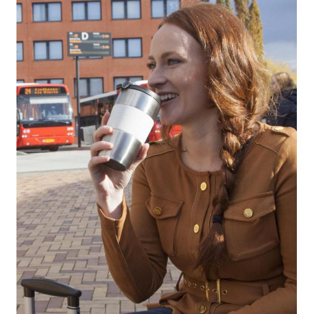 Dobbeltvægget thermo krus i rustfri stål.