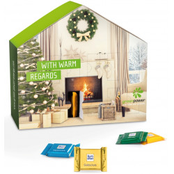 Chokolade julekalender som hus 16x15x7cm