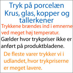 Tryk krus, glas, kopper, tallerkener