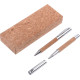 Kuglepen + rollerpen skrivesæt, kork + messing 1101684A09