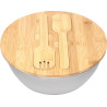 Stor salatskål i rustfri stål med bambus salatsæt + låg, 0306049A09