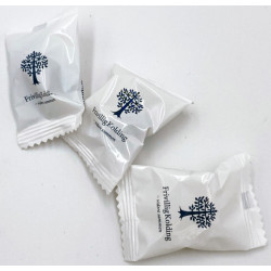 Danske flowpakkede bolcher med reklame