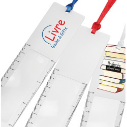 Bogmærke, lineal, lup, forstørrelsesglas