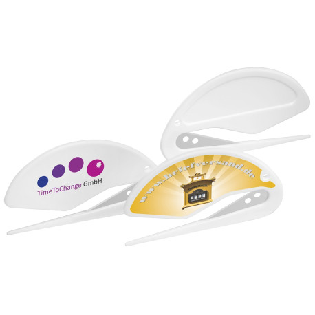 Brevåbnere, papirknive, folieskærer med farvefototryk. Langvarige reklameformidlere