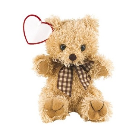 Bamse ca 19cm, 74gram, Trykflade på hjertet 35x10mm. 